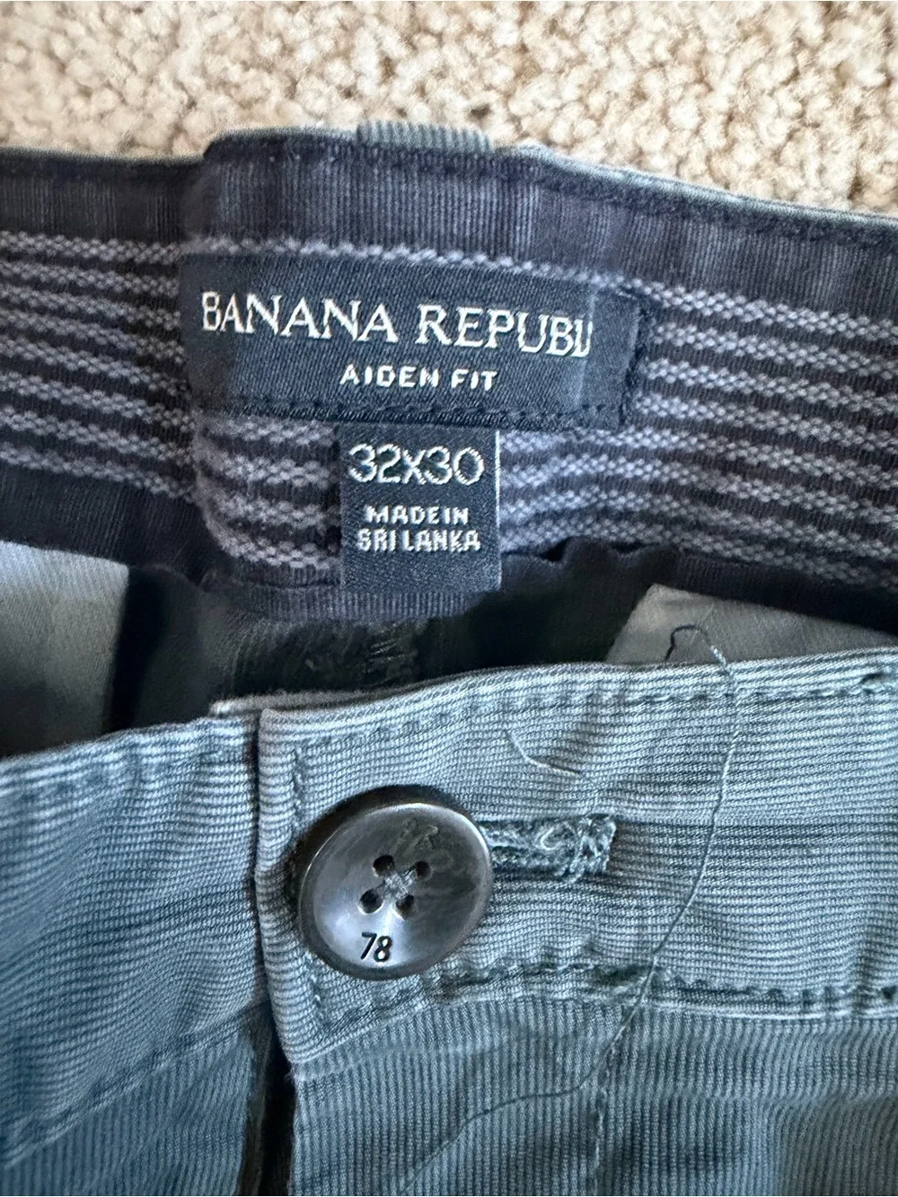 Banana Republic Aiden Fit Chino Pants 32x30 Gray Green